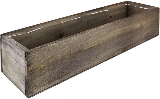 CYS EXCEL Brown Wooden Planter Box (17"x5" H:4") with Removable Plastic Liner | Multiple Colors Rustic Rectangle Indoor Decorative Box